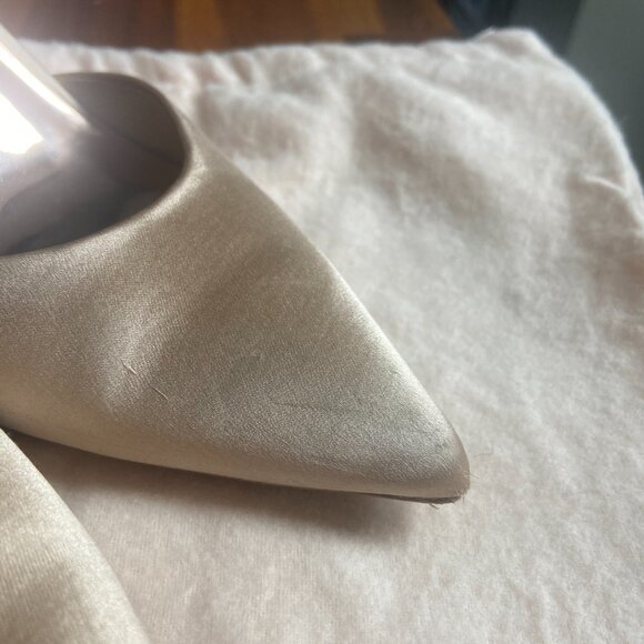 Badgley Mischka Kamilah Pointed Ankle Strap High Heel Sandals in Latte - Picture 3 of 4